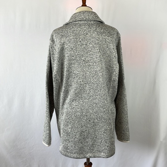 Eddie Bauer Heather Gray Double Breasted Fleece Pocketed Sweater Jacket -Size XL - Picture 8 of 14